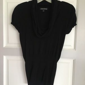Black swoop neck stretch top